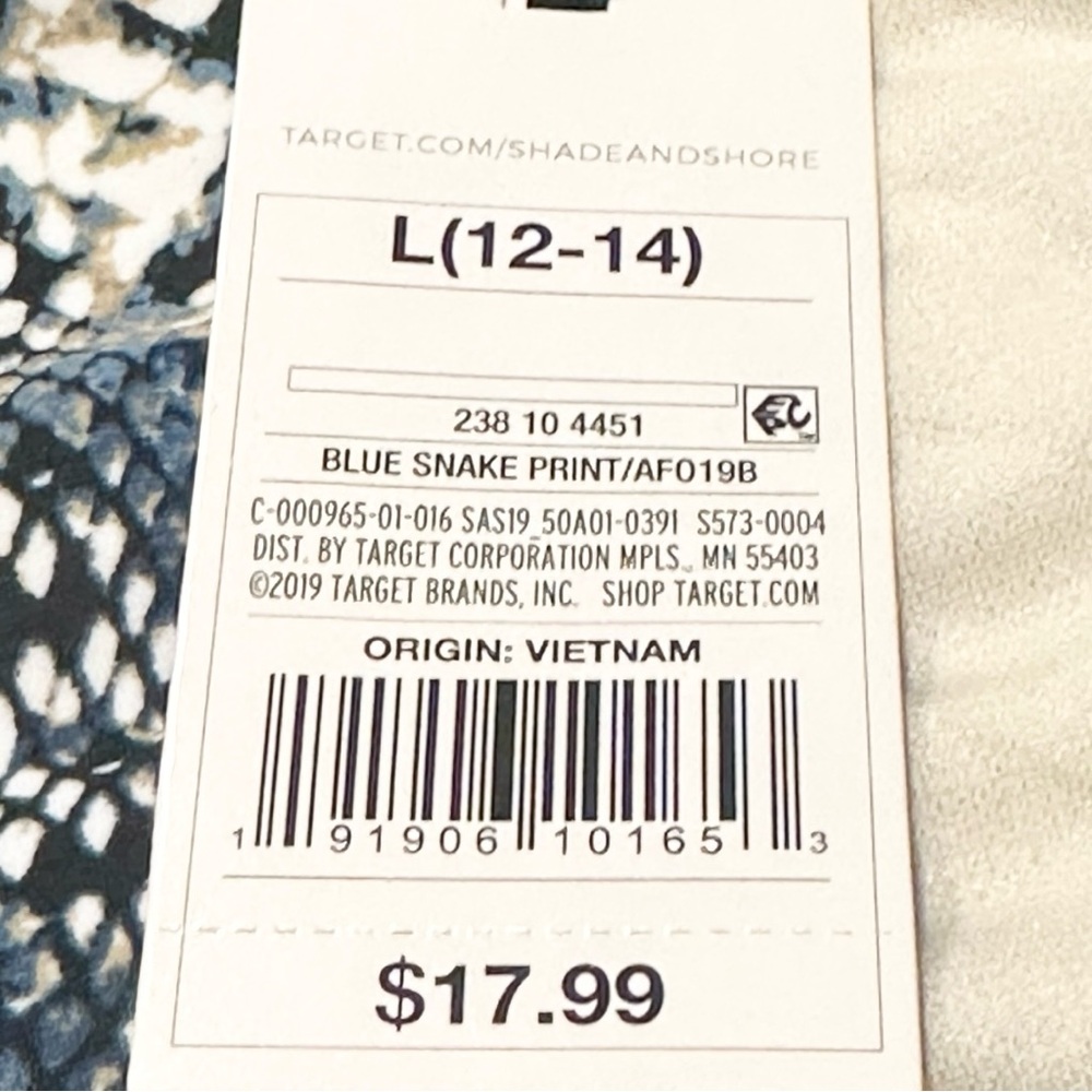 Shade & Shore Women's Side-Tie Cheeky Bikini Bottom Blue Snake Print Sz L(12-14) - Picture 5 of 7